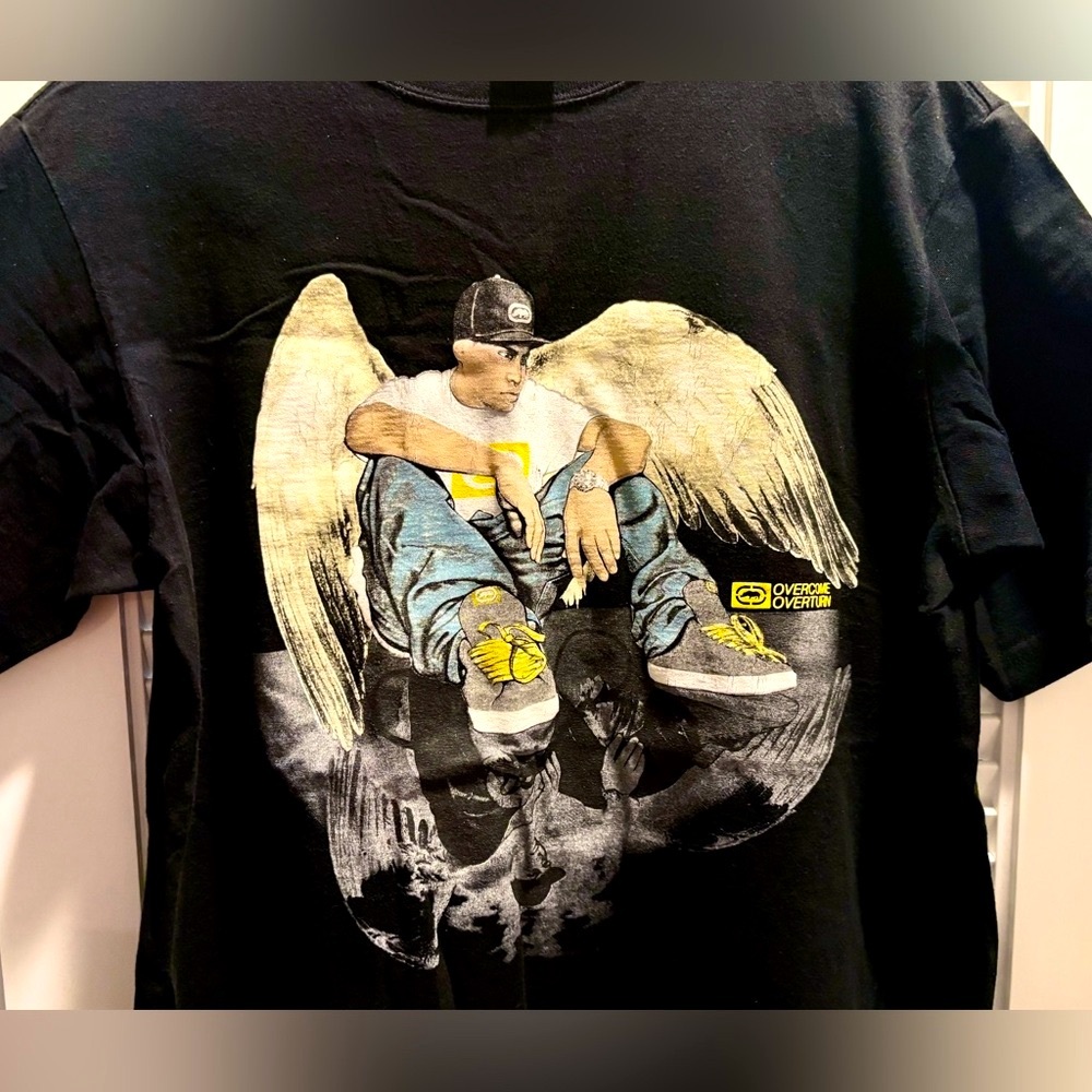 Vintage Ecko Unlimited Angel Wing Overcome Overturn Black Graphic Tee - Picture 11 of 11